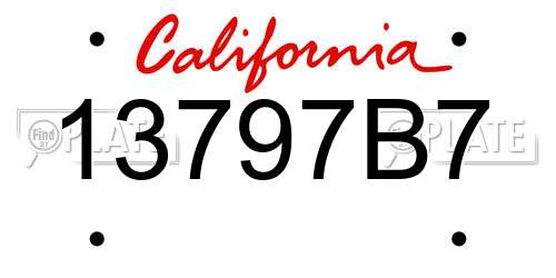 13797B7 California License Plate