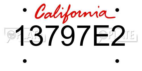 13797E2 California License Plate