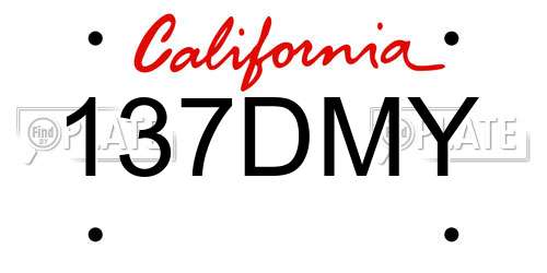 137DMY California License Plate