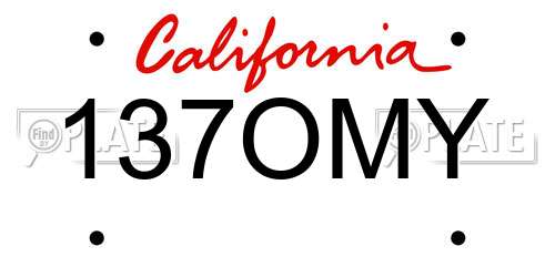 137OMY California License Plate