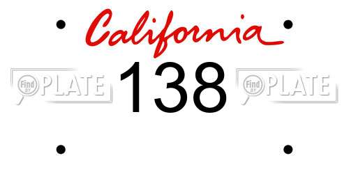 138 California License Plate
