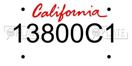 13800C1 California License Plate