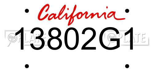 13802G1 California License Plate