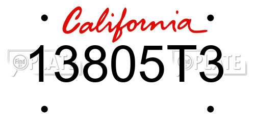 13805T3 California License Plate