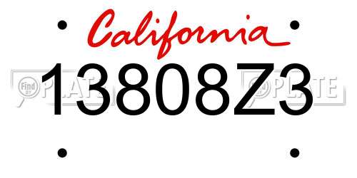 13808Z3 California License Plate