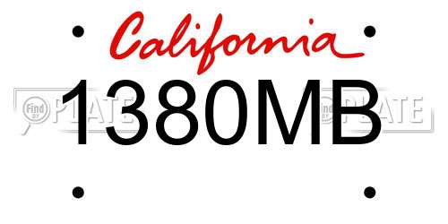 1380MB California License Plate