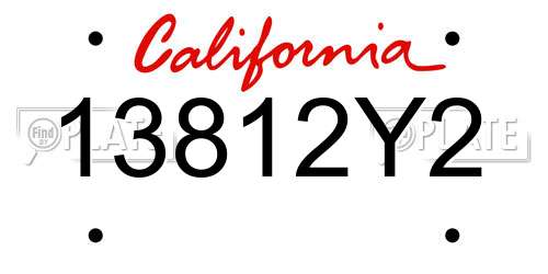 13812Y2 California License Plate