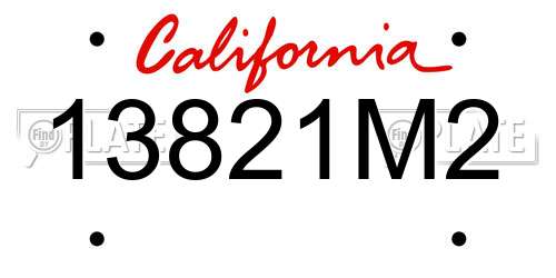13821M2 California License Plate