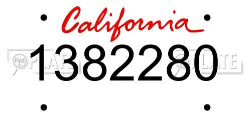 1382280 California License Plate