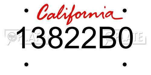 13822B0 California License Plate
