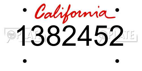 1382452 California License Plate