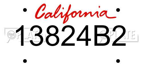 13824B2 California License Plate