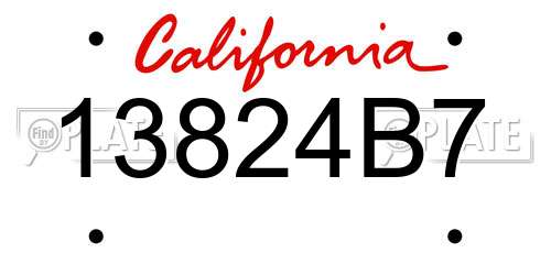 13824B7 California License Plate