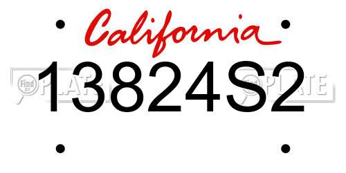 13824S2 California License Plate
