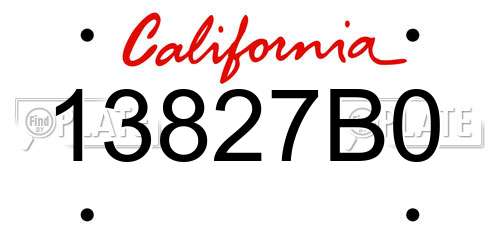 13827B0 California License Plate