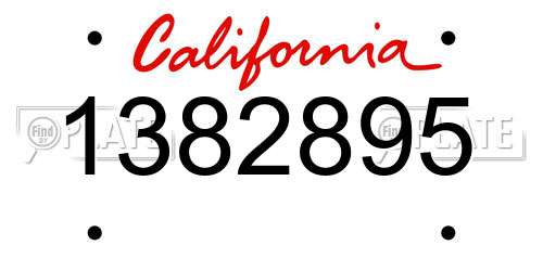 1382895 California License Plate