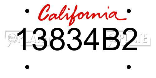 13834B2 California License Plate