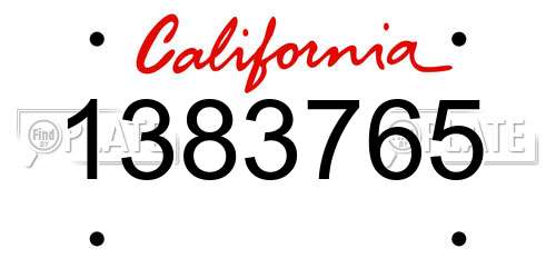 1383765 California License Plate