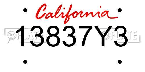 13837Y3 California License Plate