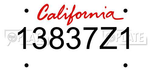 13837Z1 California License Plate