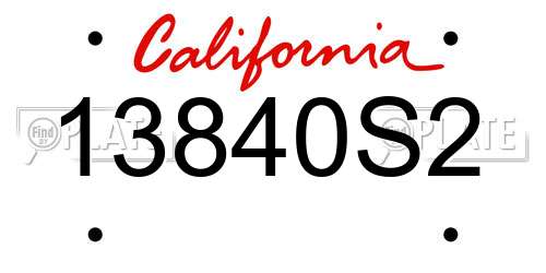 13840S2 California License Plate