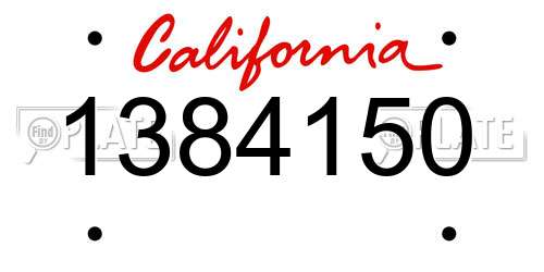 1384150 California License Plate