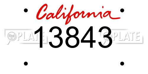 13843 California License Plate