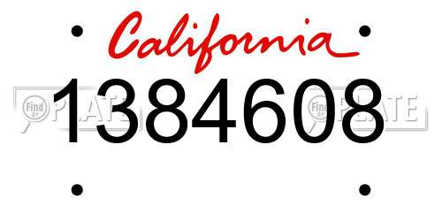 1384608 California License Plate
