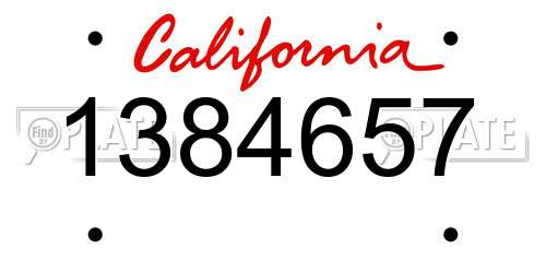 1384657 California License Plate