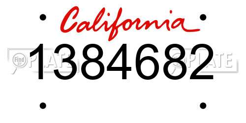 1384682 California License Plate