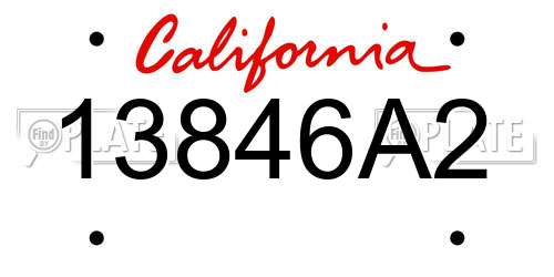 13846A2 California License Plate