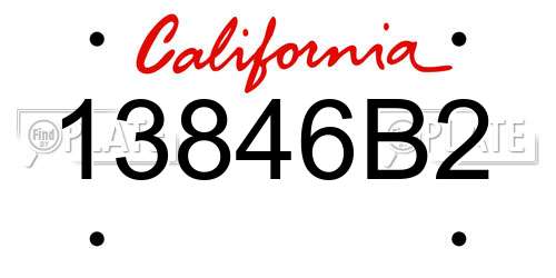 13846B2 California License Plate