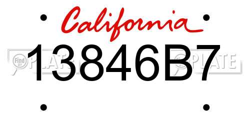 13846B7 California License Plate