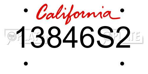 13846S2 California License Plate