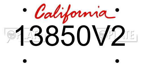 13850V2 California License Plate