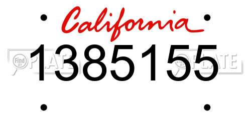 1385155 California License Plate