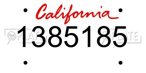 1385185 California License Plate