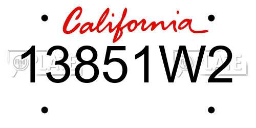 13851W2 California License Plate