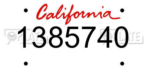 1385740 California License Plate