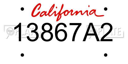 13867A2 California License Plate