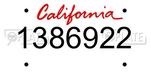1386922 California License Plate
