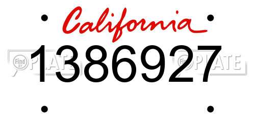 1386927 California License Plate