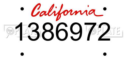 1386972 California License Plate