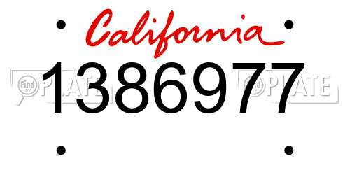 1386977 California License Plate