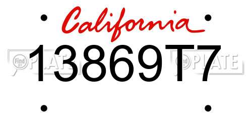 13869T7 California License Plate