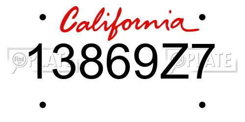 13869Z7 California License Plate