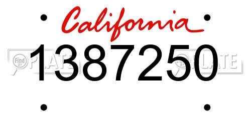 1387250 California License Plate