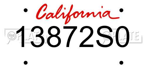 13872S0 California License Plate
