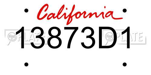 13873D1 California License Plate
