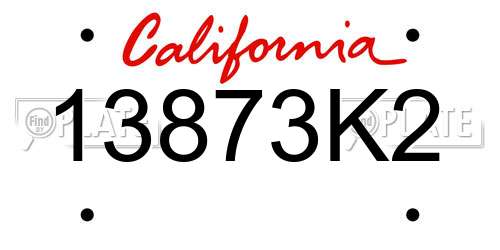 13873K2 California License Plate